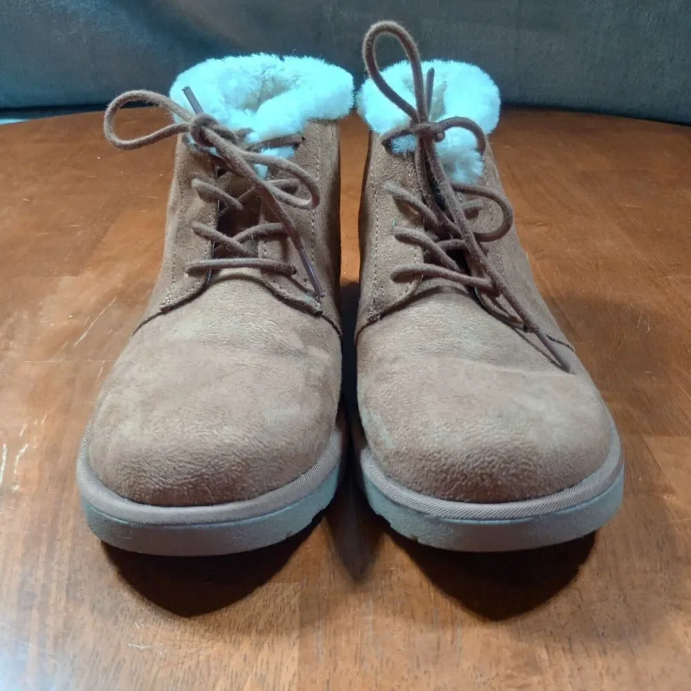 Makalu Kora Shearling Ankle Boots Women's‎ 8 Brown Faux Suede Winter